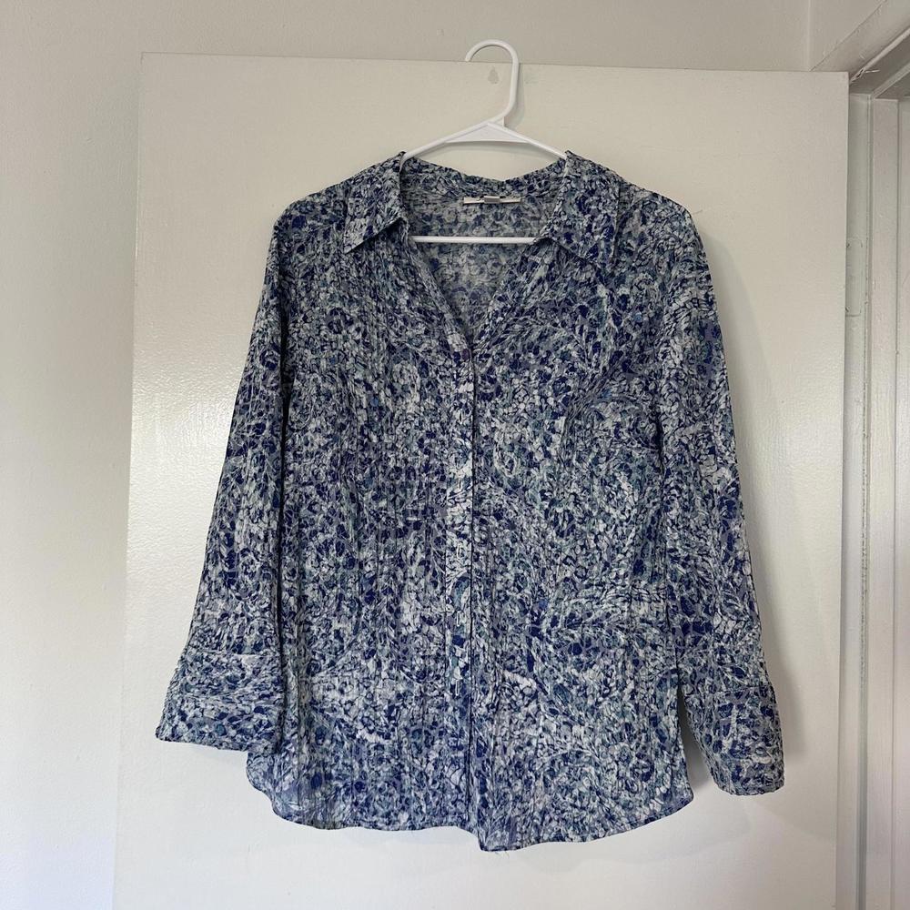 Vintage Blue Floral Blouse